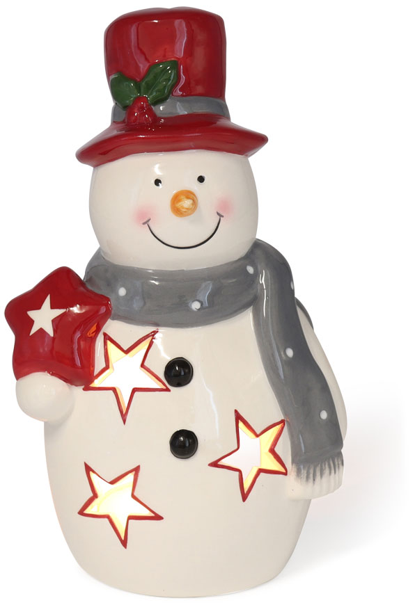 Tealight holder snowman Leo with star