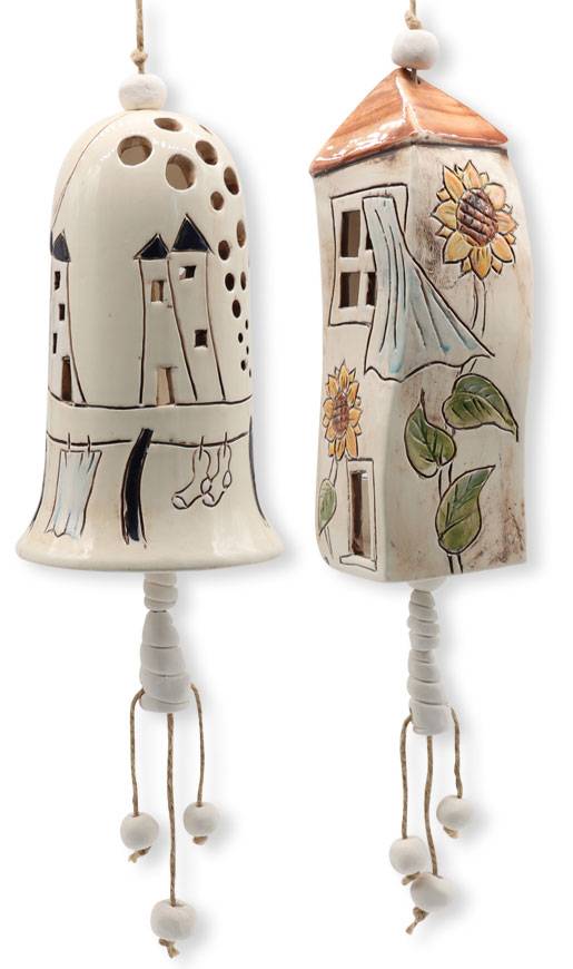 Bells with 2 different motifs, glazed