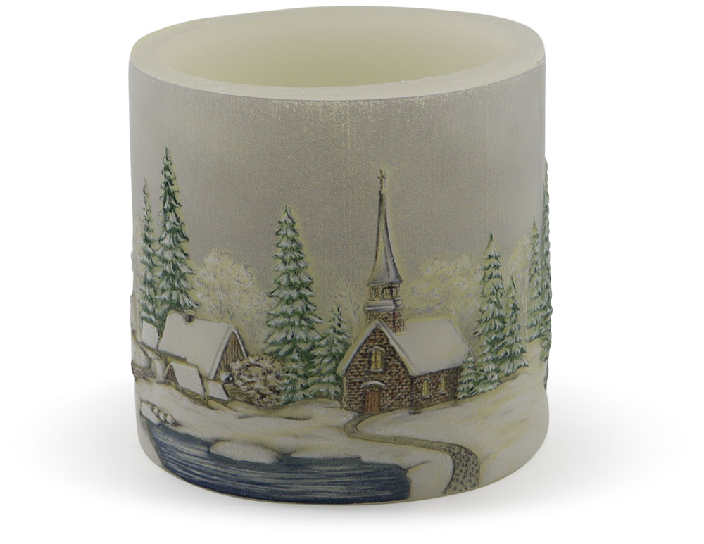 Candle tealight holder "Winterdorf" (winter village) creme