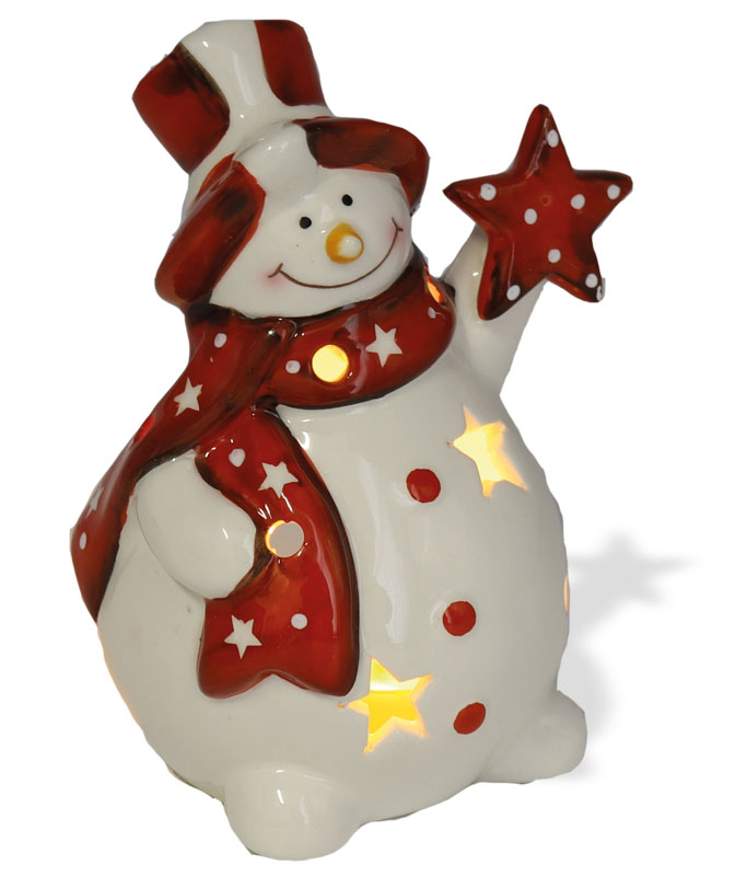 Tealight holder snowman with silk hat