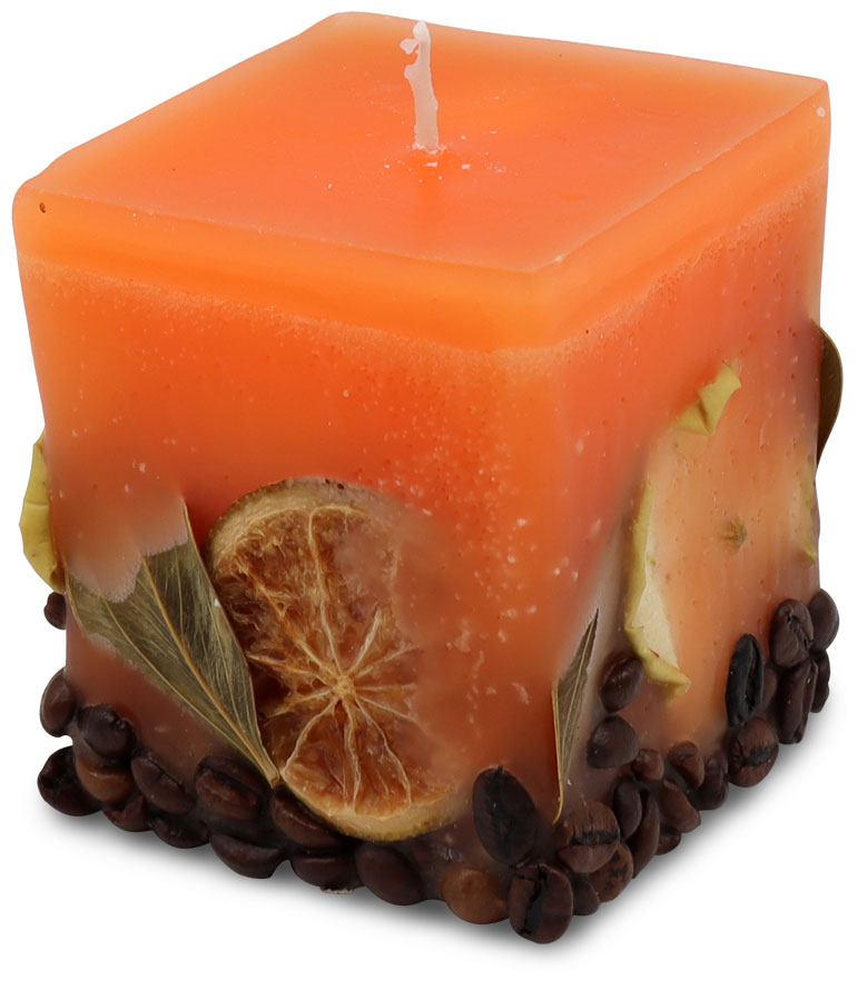 Scented candle cuboid Potpourri Fruits orange, orange flavour