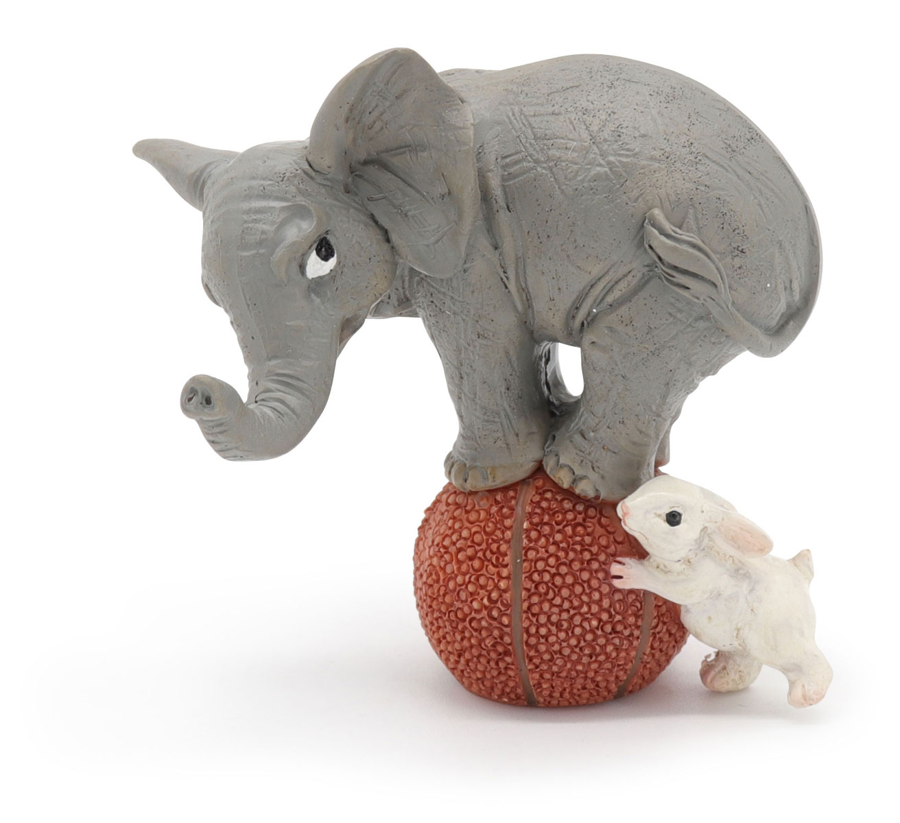 Elephant on ball with bunny, 