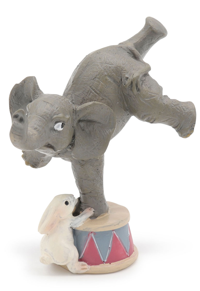Elephant doing a handstand, with bunny, 